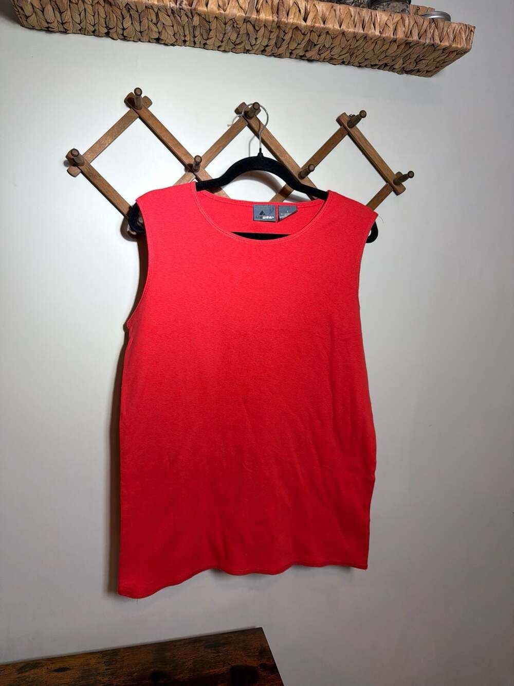Vintage Lizwear Red Cotton Ribbed Knit Sleeveless Tank Top